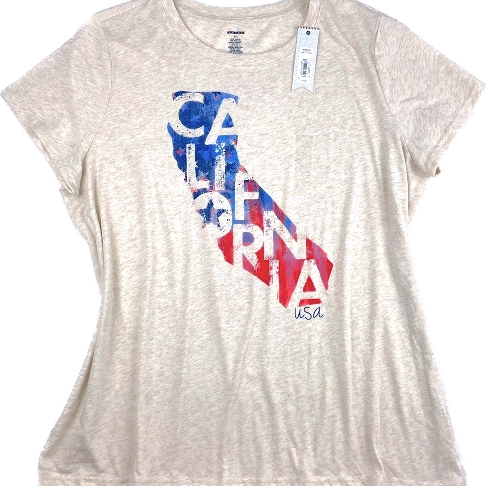NWT Kohl’s graphic T-shirt, California patriotic ribbed crew neck cotton tee